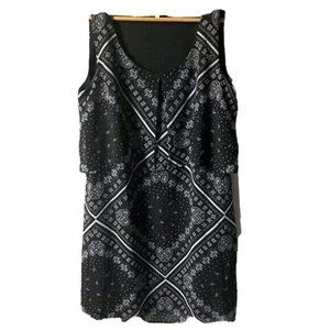 Halo sleeveless sundress black white geometric pull on casual beach size small